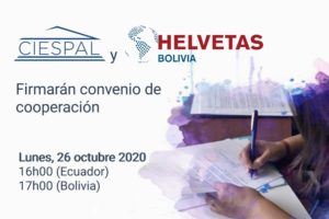 Firma de convenio CIESPAL y HELVETAS Bolivia